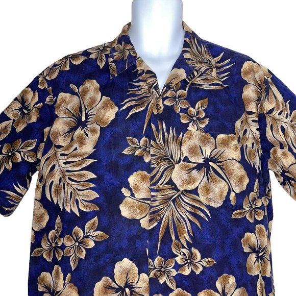 Kalani Sportswear Vintage Hawaiian Shirt Mens XL Blue Floral Tiki Aloha Vacation - Picture 2 of 10